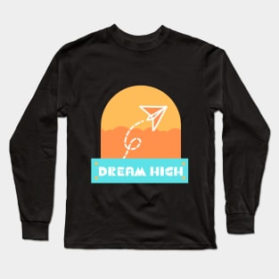 DREAM HIGH PAPER PLANE Minimalist Illustration Long Sleeve T-Shirt